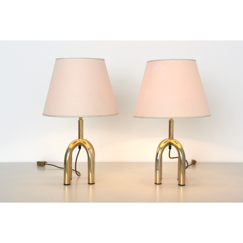 Pair of vintage Table Lamps in Brass 1970