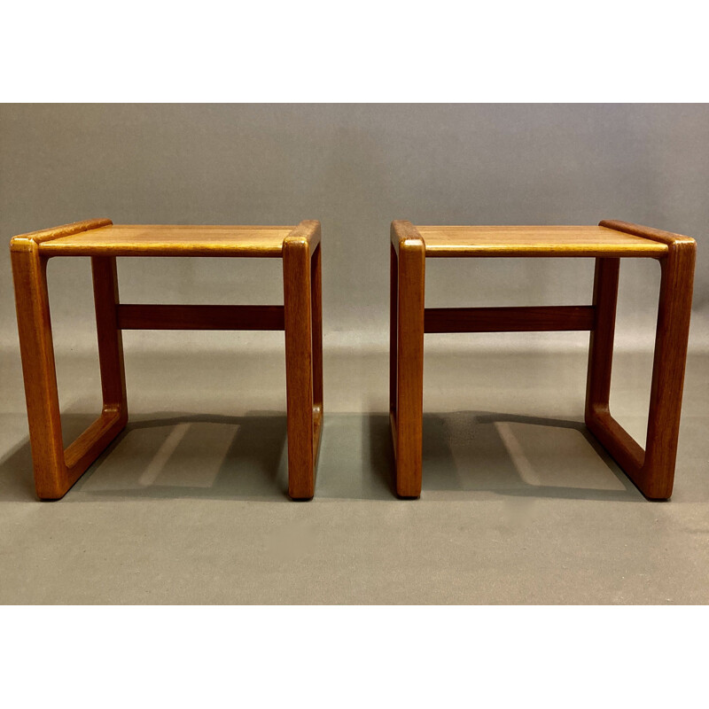 Pair of vintage side tables or  bedside tables scandinavian 1950s