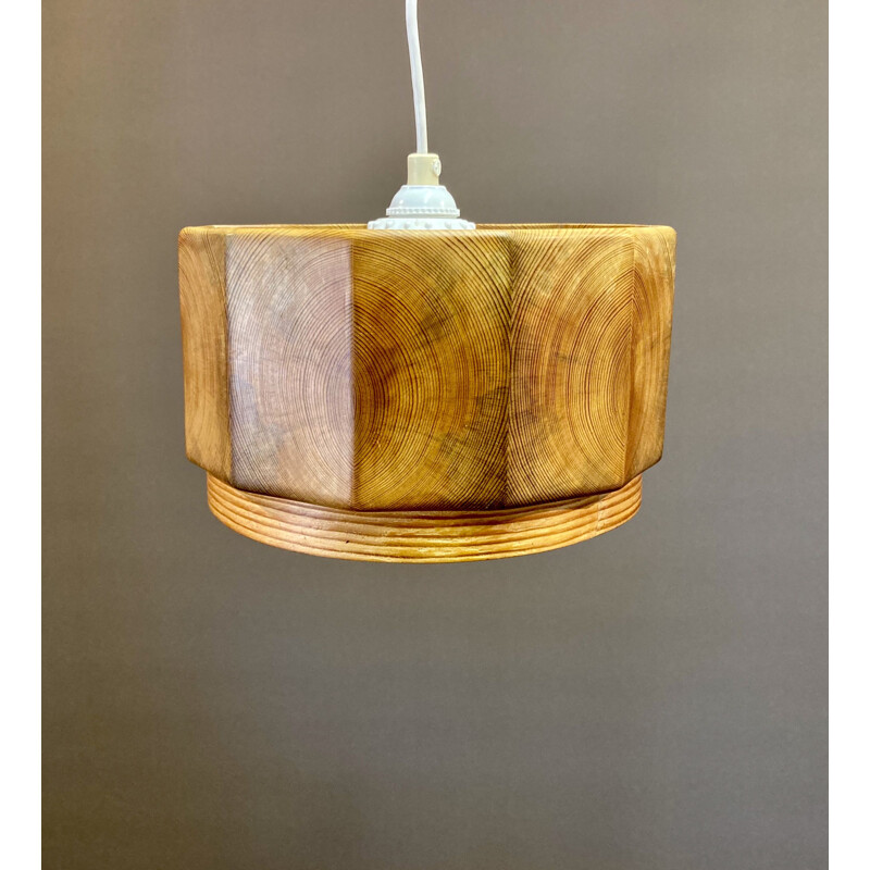 Suspension vintage bois massif scandinave 1950