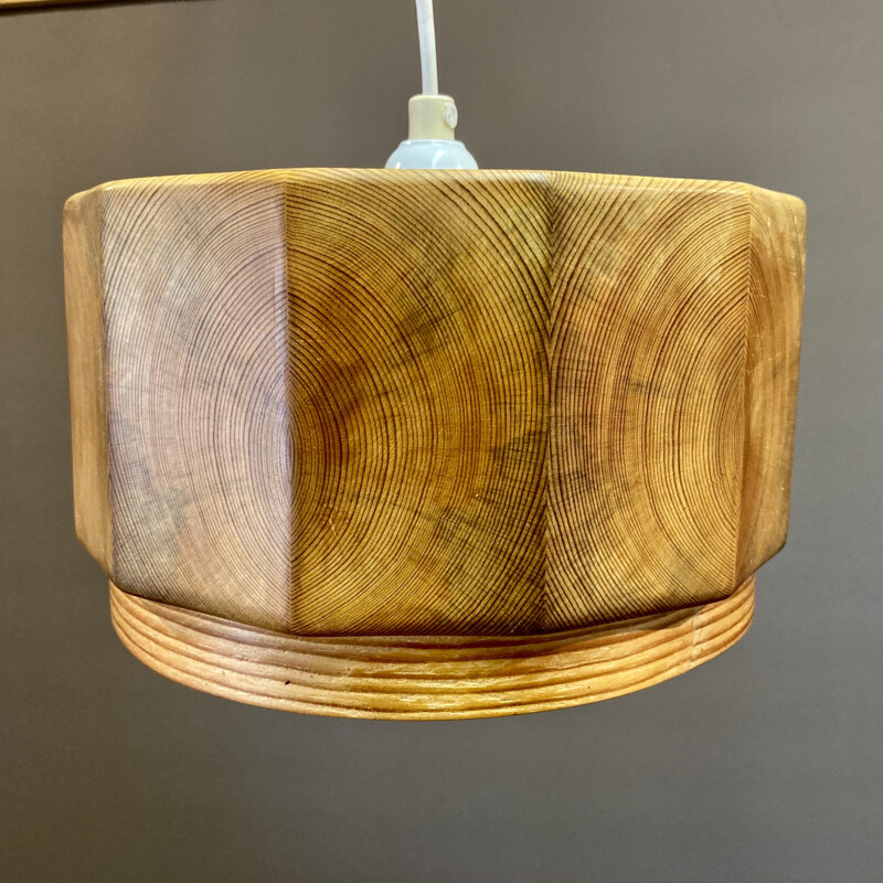 Vintage solid wood suspension lamp Scandinavian 1950