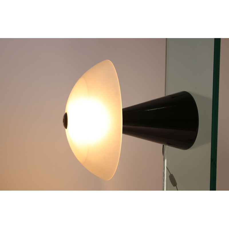 Lampe de table vintage blanche de Dekslamp en verre de Murano
