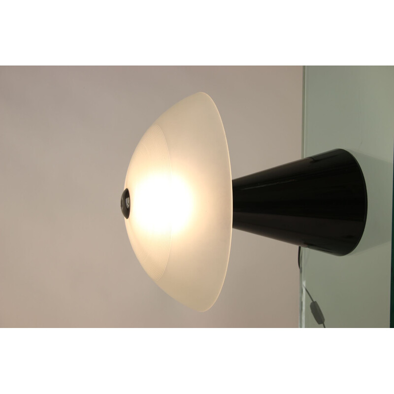 Lampe de table vintage blanche de Dekslamp en verre de Murano