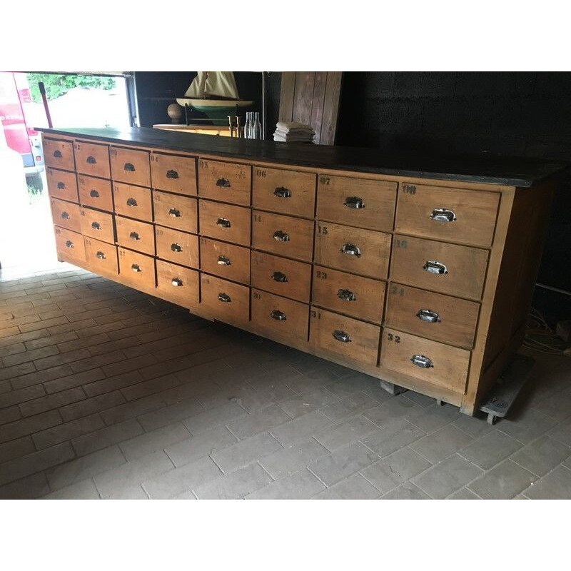 Large vintage hardware countertop 64 drawers 1950