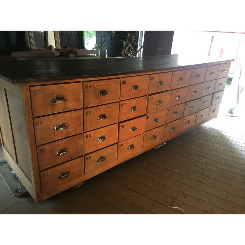 Large vintage hardware countertop 64 drawers 1950