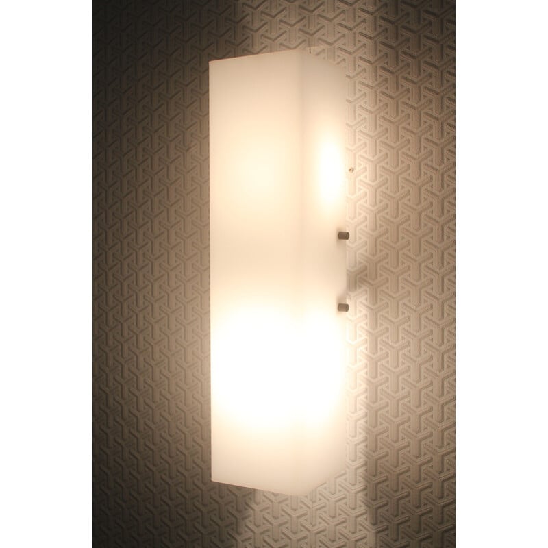 Rectangular white wall lamp in plastic - 1950s