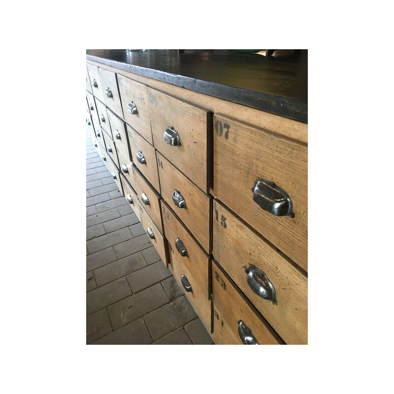 Large vintage hardware countertop 64 drawers 1950