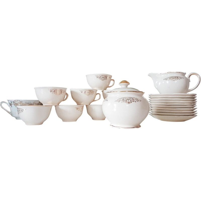 Villeroy and Boch vintage tea set 8 cups, saucers, milk jug and pearly sugar bowl 