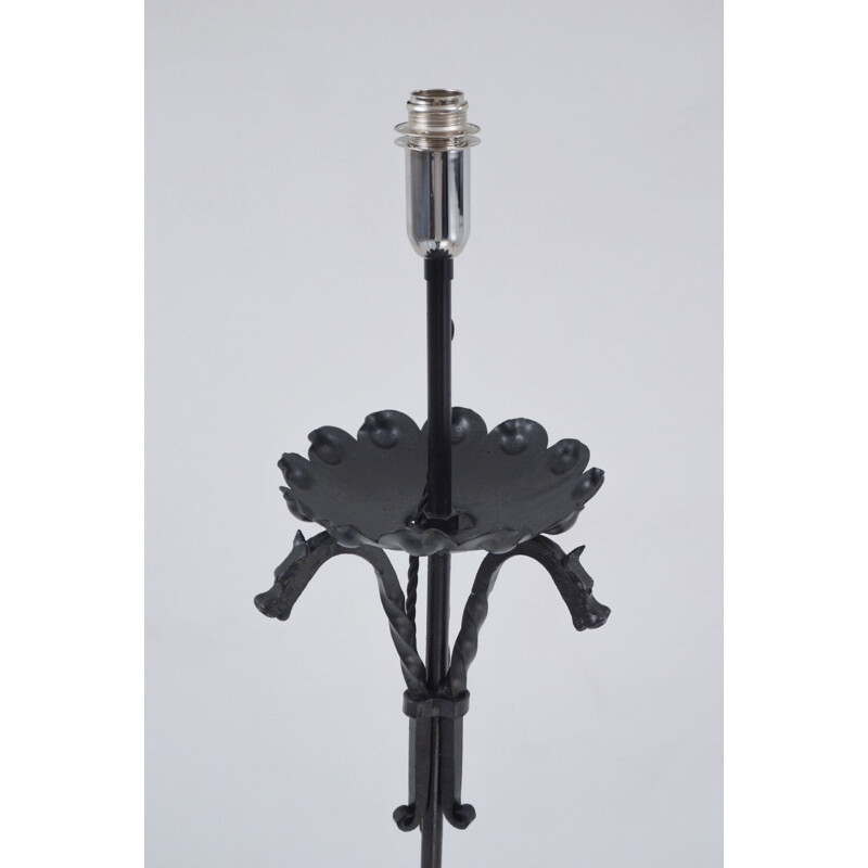 Vintage iron lamp with dragons by Edouard Schenck, French 1930