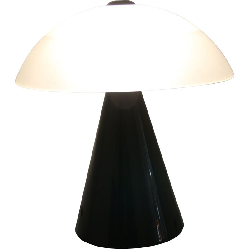 Mid Century Murano Glass White Table Lamp  of Dekslamp 
