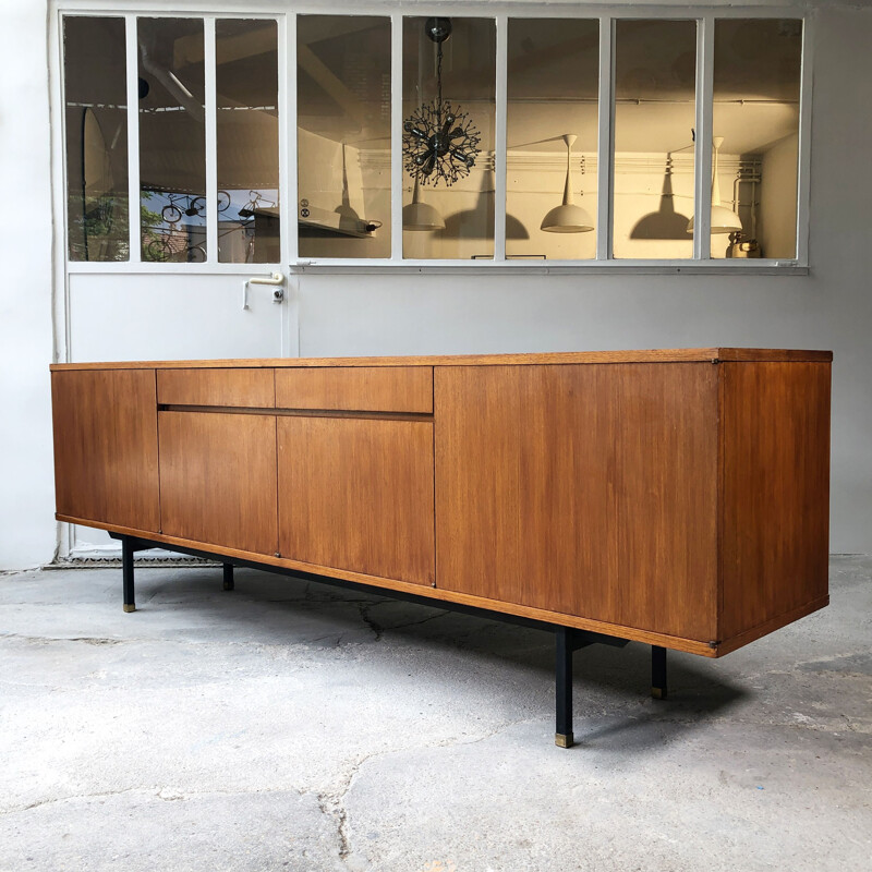 Long Vintage teak sideboard by Paul Geoffroy, 1960