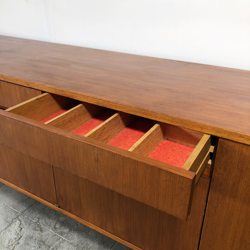 Long Vintage teak sideboard by Paul Geoffroy, 1960