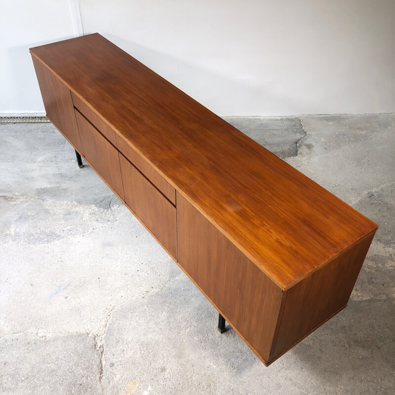 Long Vintage teak sideboard by Paul Geoffroy, 1960