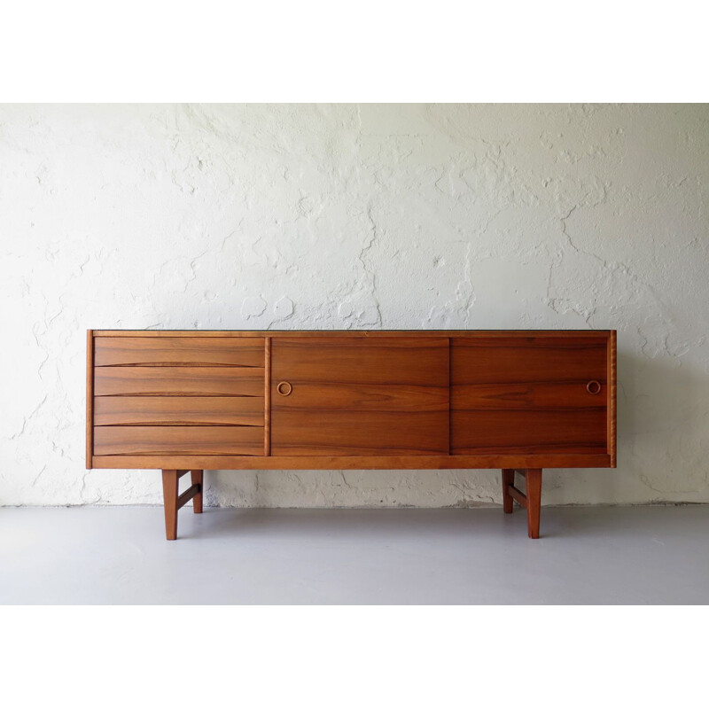 Vintage sideboard with black glass top, 1960s