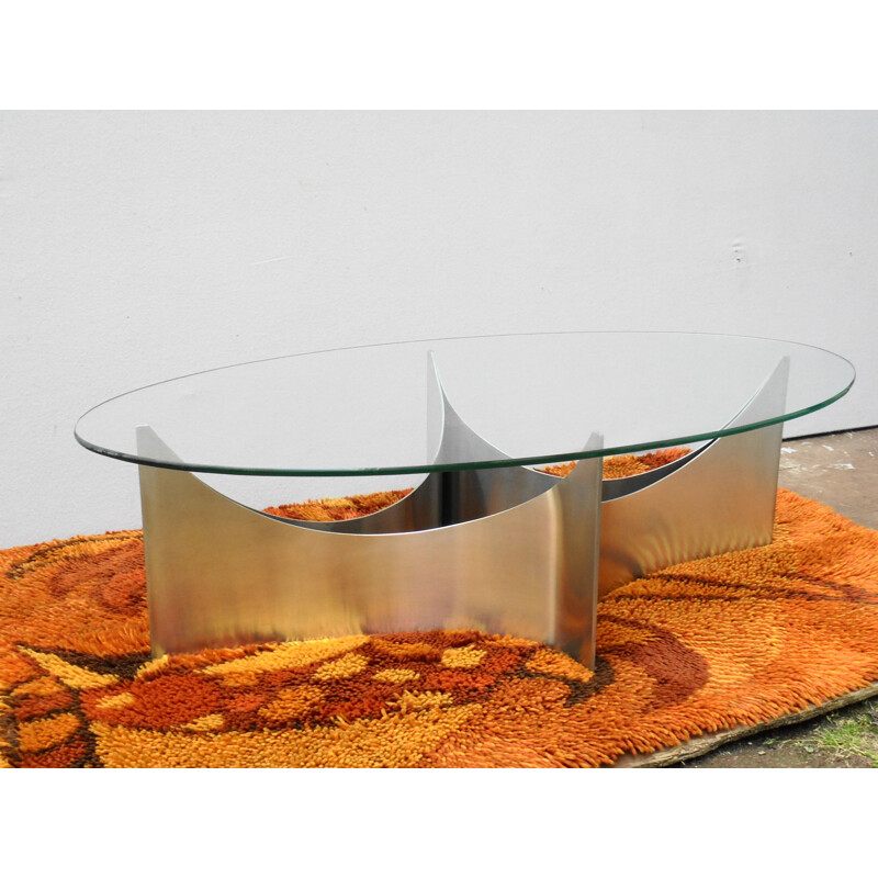 Vintage oval coffee table 1970