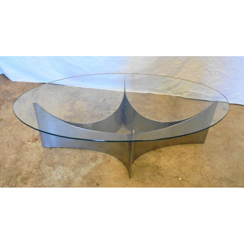 Vintage oval coffee table 1970