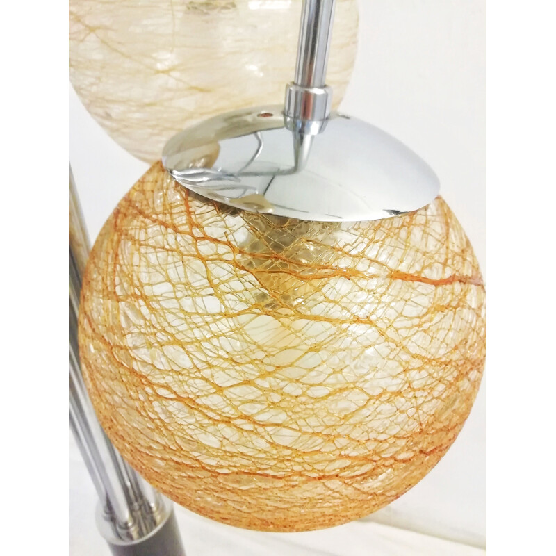 Lampadaire Vintage 5 abat-jour en verre dans des tons ambrés