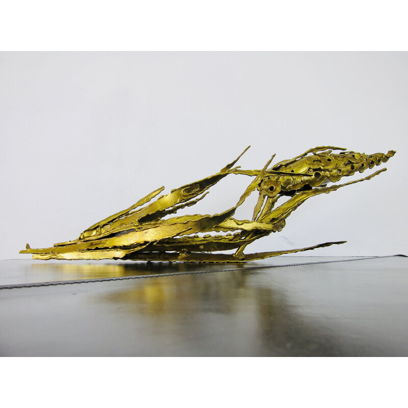Vintage Gilded brass wall sconce by Paul Moerenhout 1970s