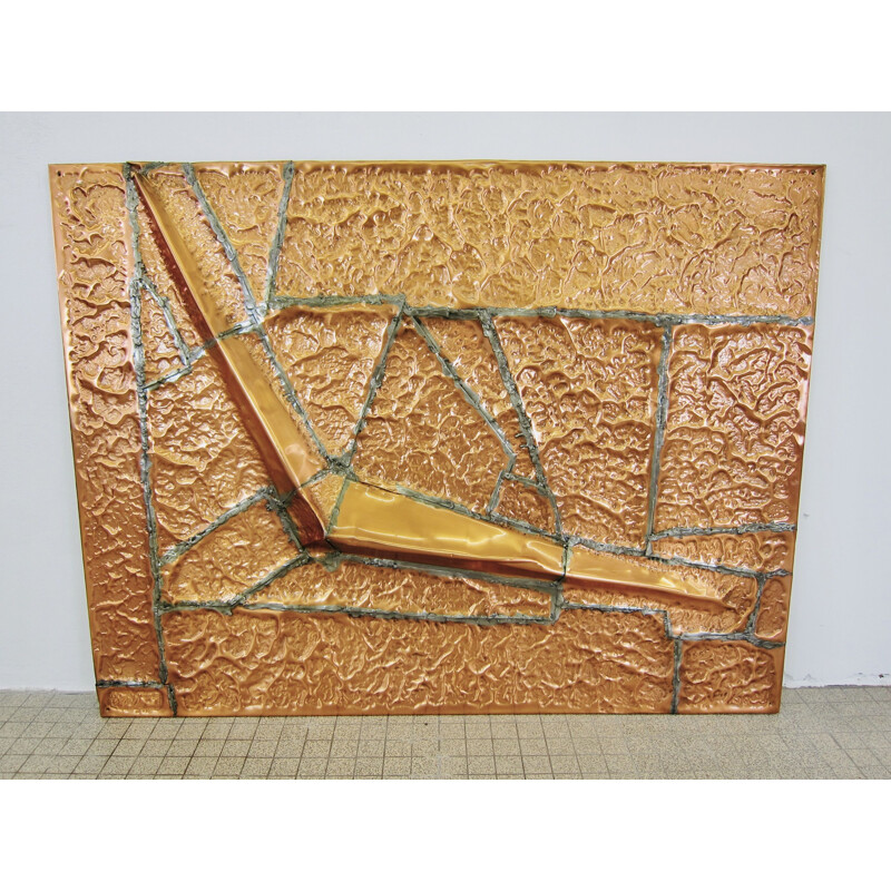 Large vintage Brutalist copper Artwork 1980s 