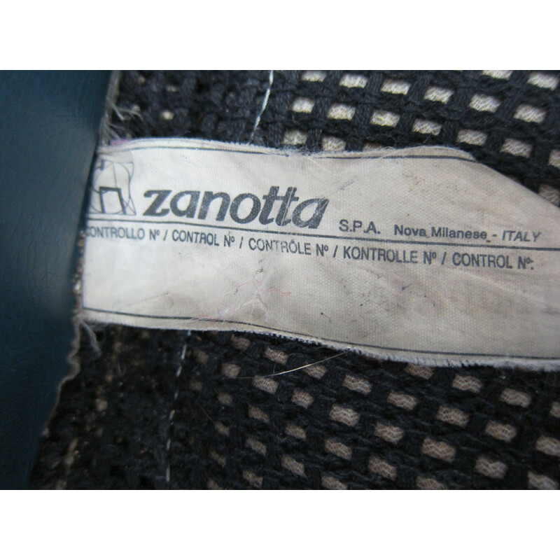 Canapé 3 places vintage Zanotta "Onda" en cuir vert 1985