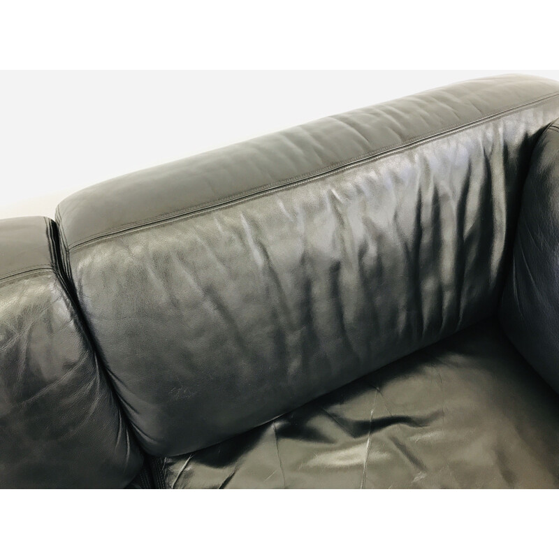 Vintage black leather modular sofa De Sede ds76