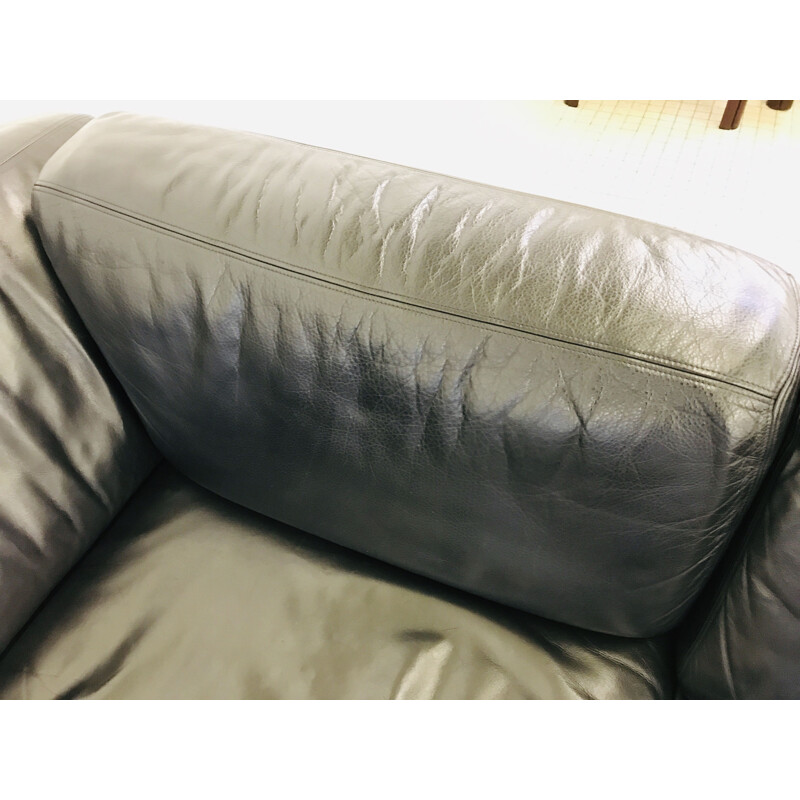 Vintage black leather modular sofa De Sede ds76