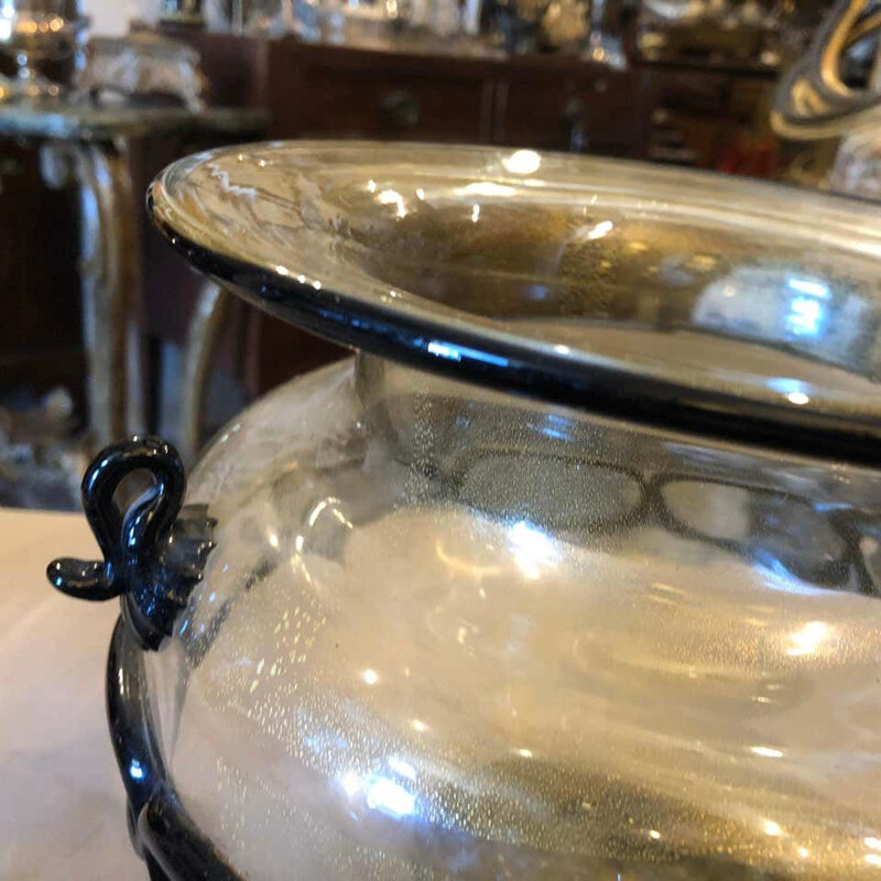 Mid-Century Handcrafted Murano Glass Round Vase 1970