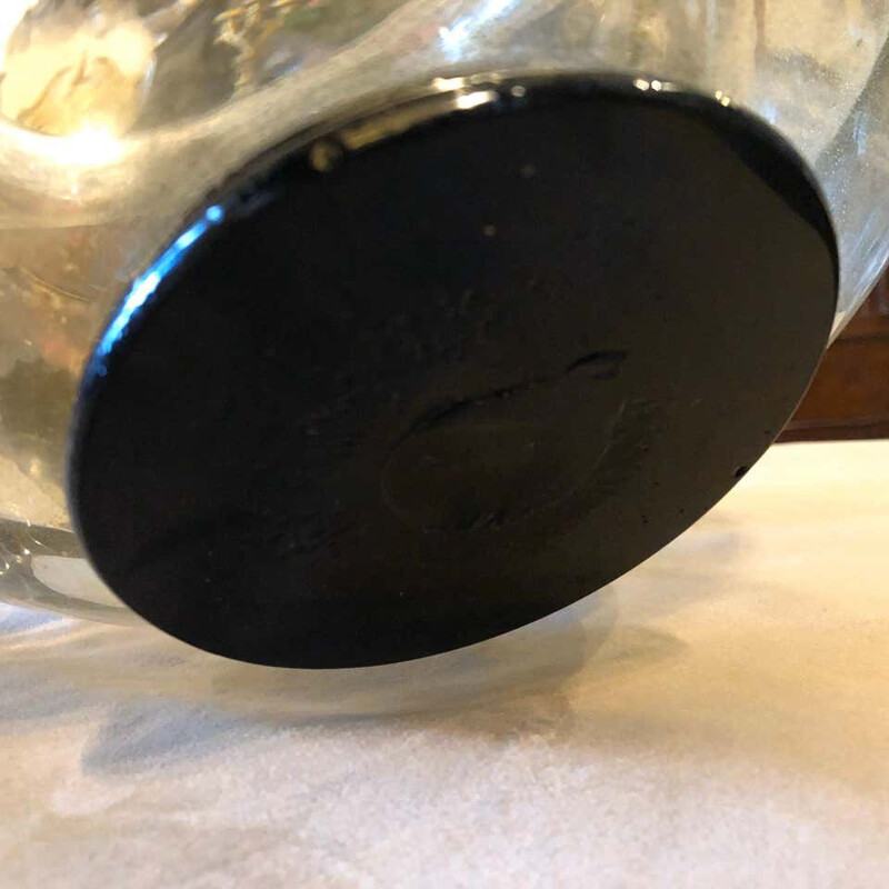 Vase vintage rond en verre de Murano fabriqué à la main 1970