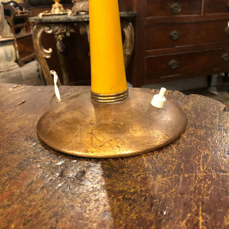 Lampe de table vintage en laiton et verre italienne 1950