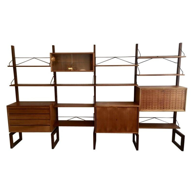 Scaffali modulari vintage in teak di Poul Cadovius, Danimarca 1960