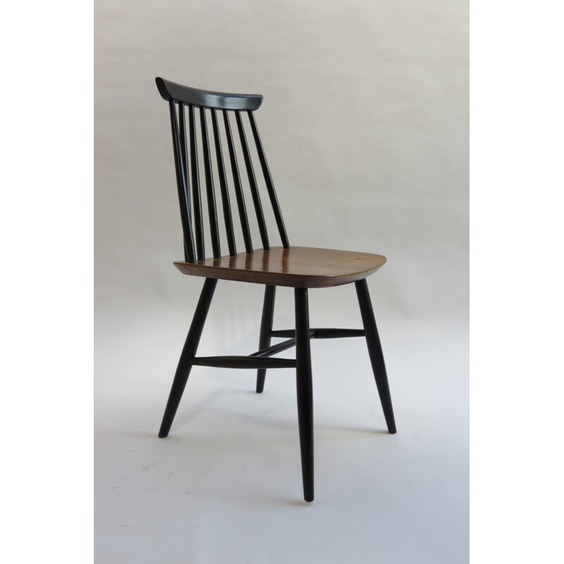 Cadeira Vintage preta e nogueira no estilo de Ilmari Tapiova 1950