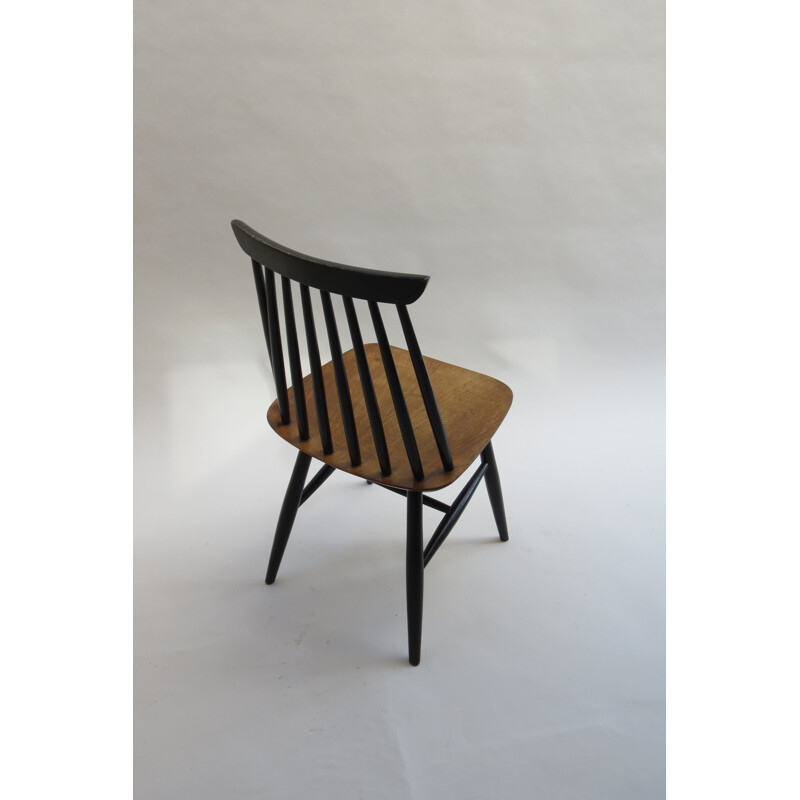 Cadeira Vintage preta e nogueira no estilo de Ilmari Tapiova 1950