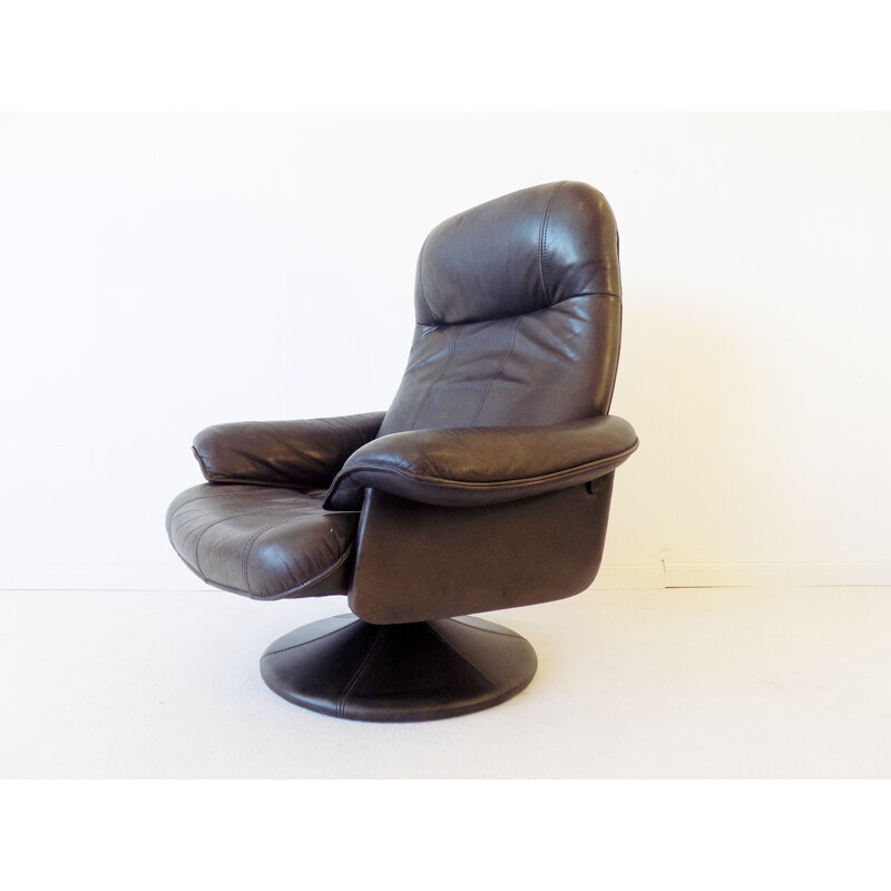 Fauteuil lounge vintage Thams Kvalitet marron cuir danois 1970