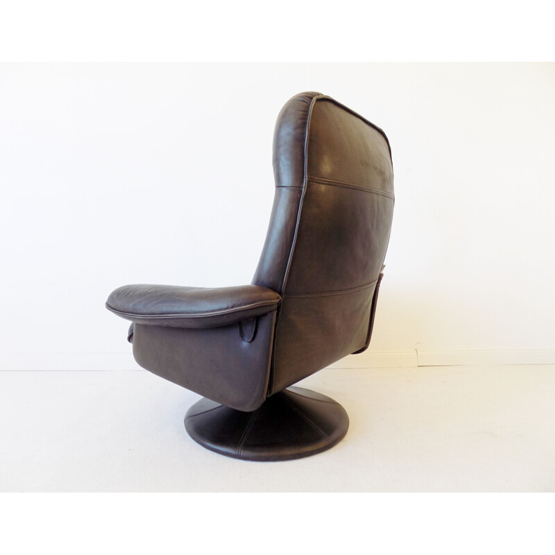 Vintage loungechair Thams Kvalitet brown danish leather 1970s