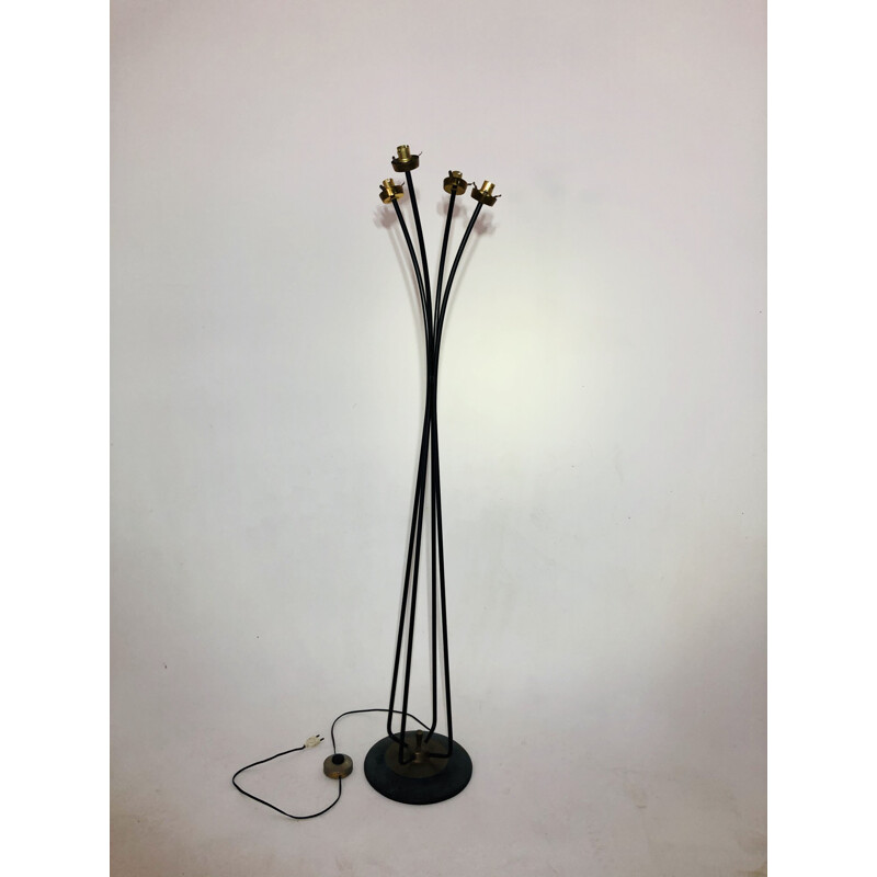 Vintage black metal floor lamp 4 branches