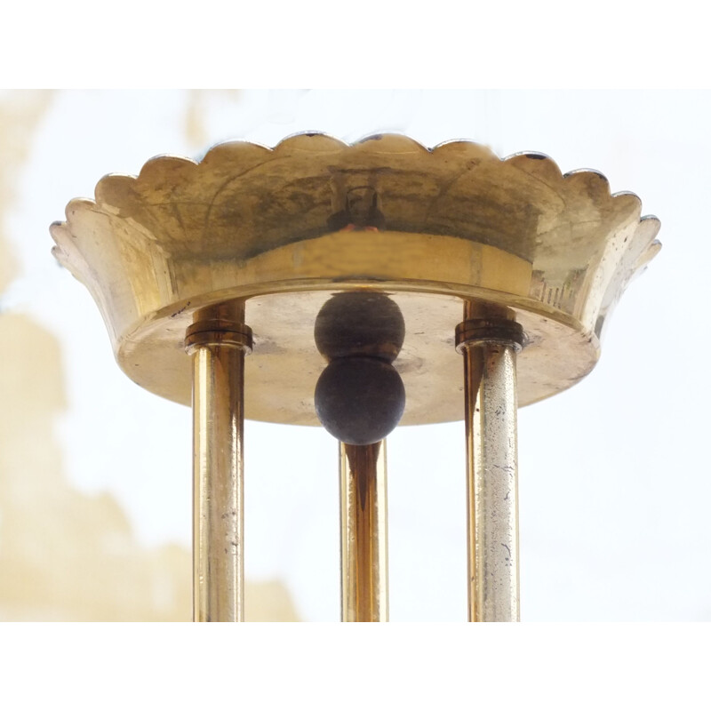 Sospensione vintage in ottone e doppio vetro inciso di Pietro Chiesa di Fontana Arte, Italia