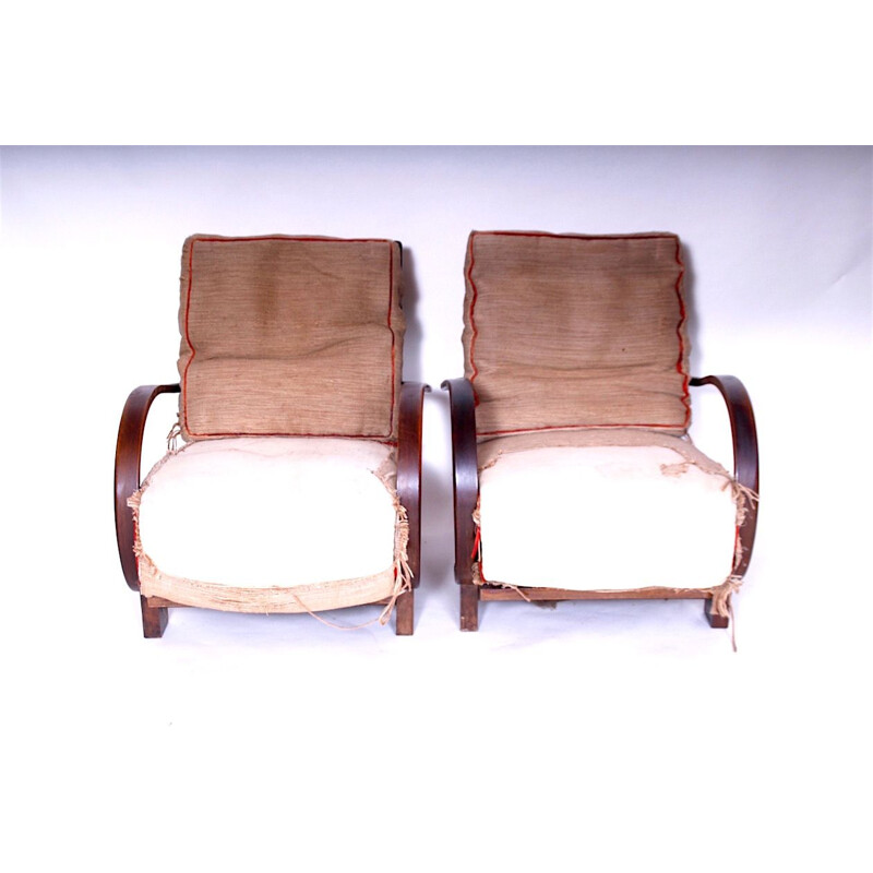 Pair of vintage armchairs designed by Jindřich Halabala, 1920s