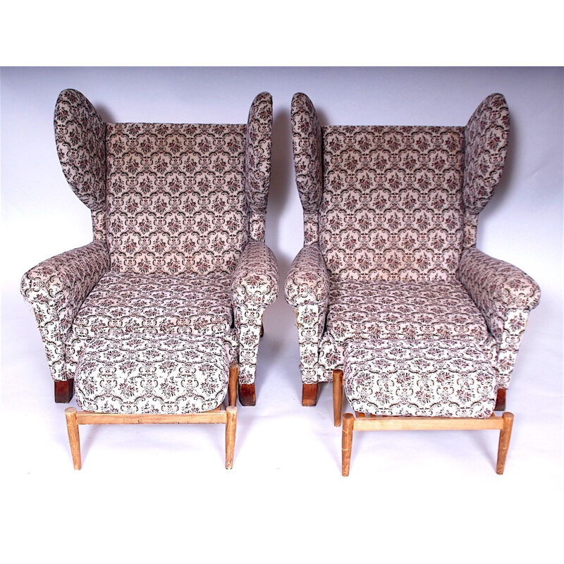 Coppia di sedie ad ala vintage 1960
