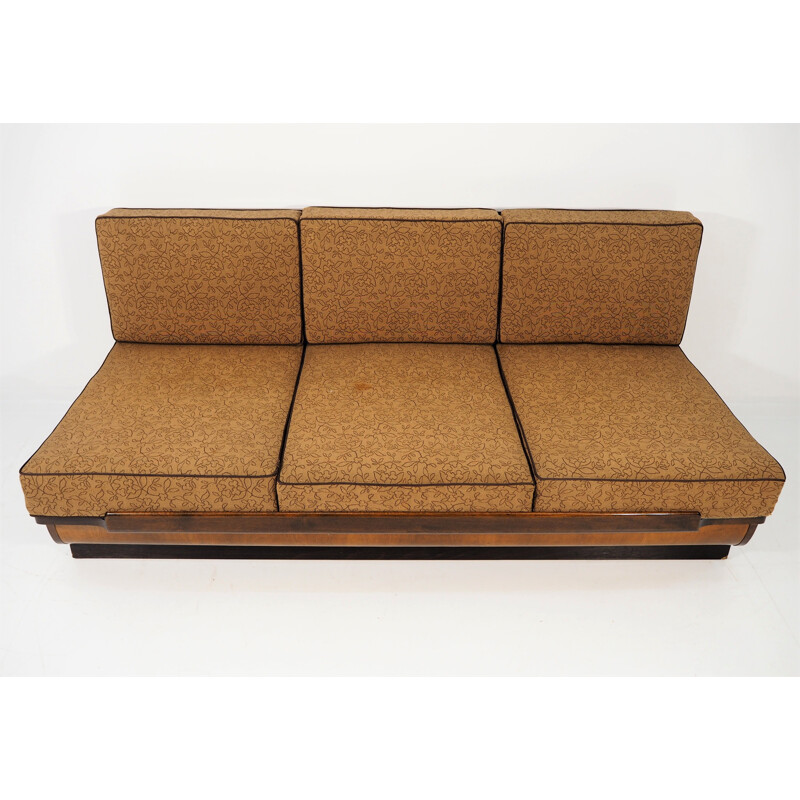 Vintage walnut Sofa Bed,Art Deco 1960s