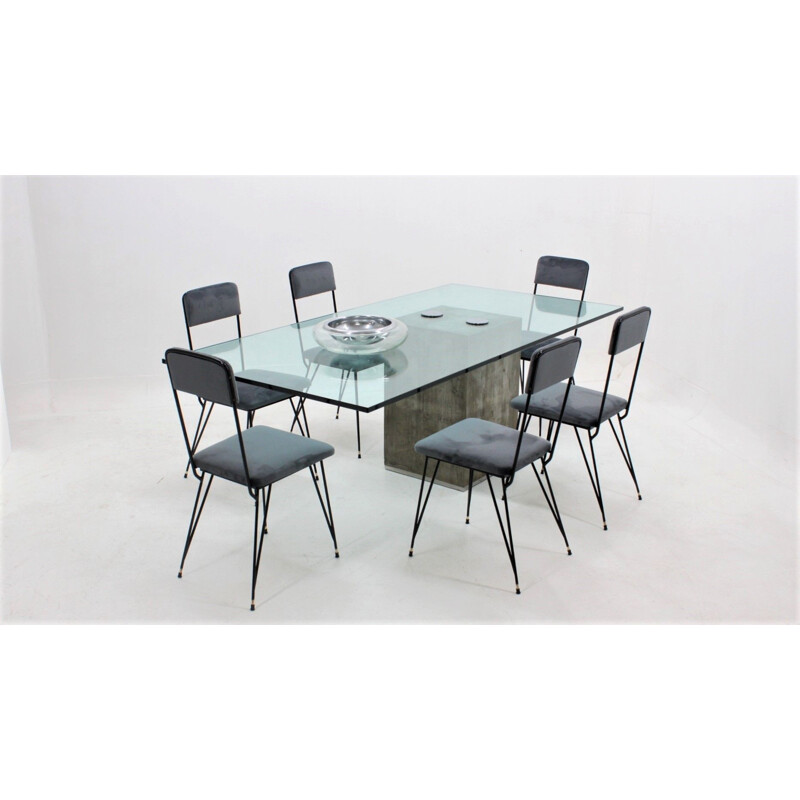 Vintage Concrete Dining Table by Sergio and Giorgio Saporiti for Saporiti Italia 1970s