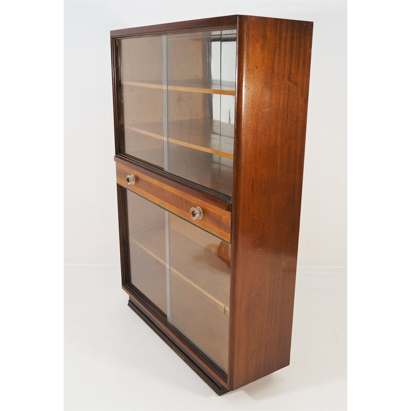 Vitrine vintage en noyer 1960