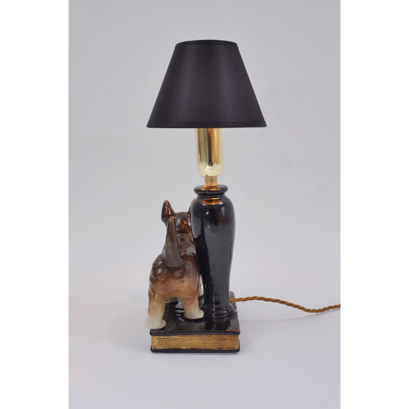 Vintage ceramic table lamp model Beswick, English Terrier 1930