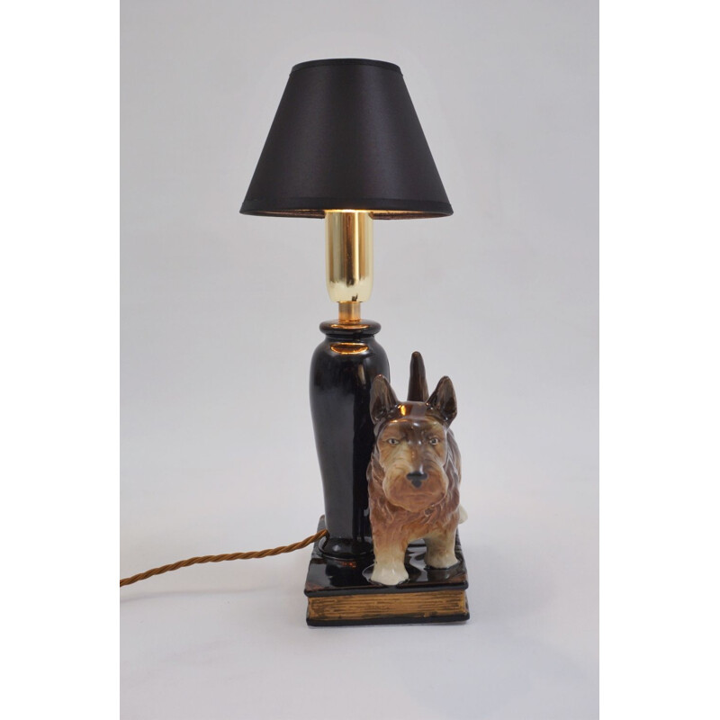 Vintage ceramic table lamp model Beswick, English Terrier 1930