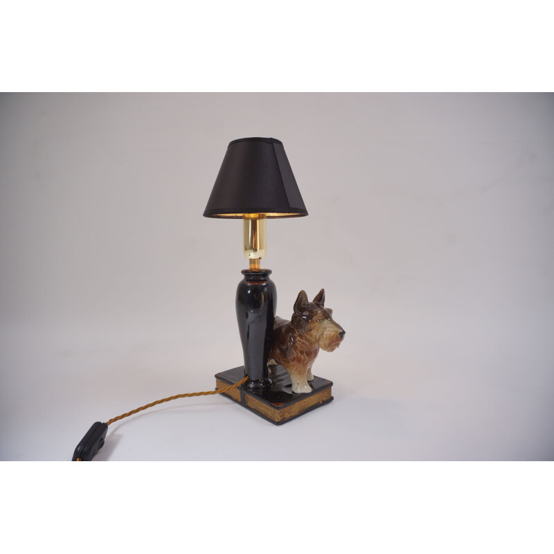 Vintage ceramic table lamp model Beswick, English Terrier 1930