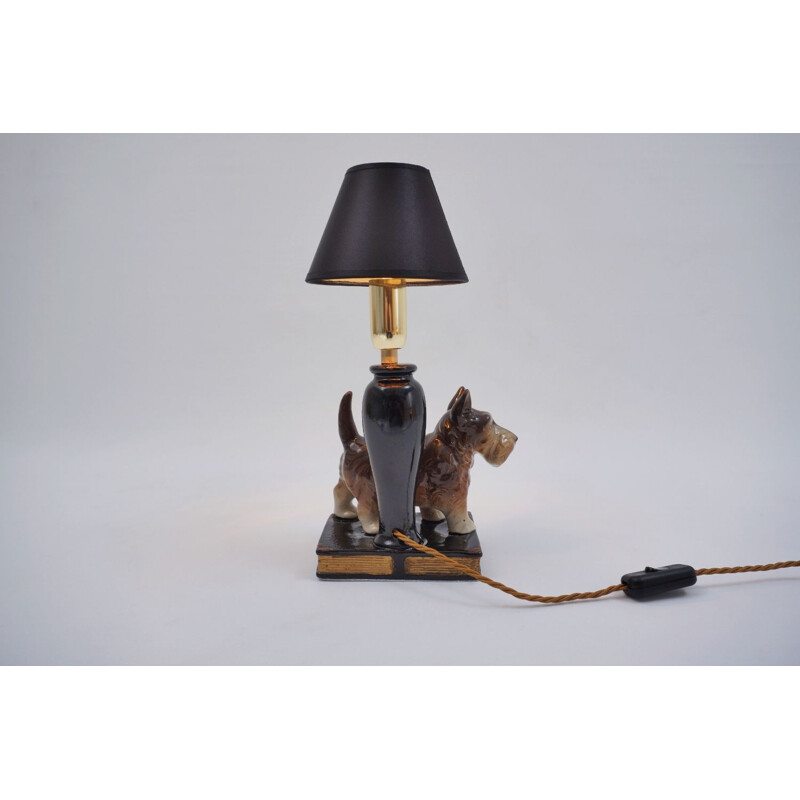 Vintage ceramic table lamp model Beswick, English Terrier 1930