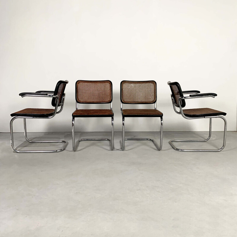 Lot de 4 fauteuils vintage Cesca B32 & B64 de Marcel Breuer pour Thonet 1940