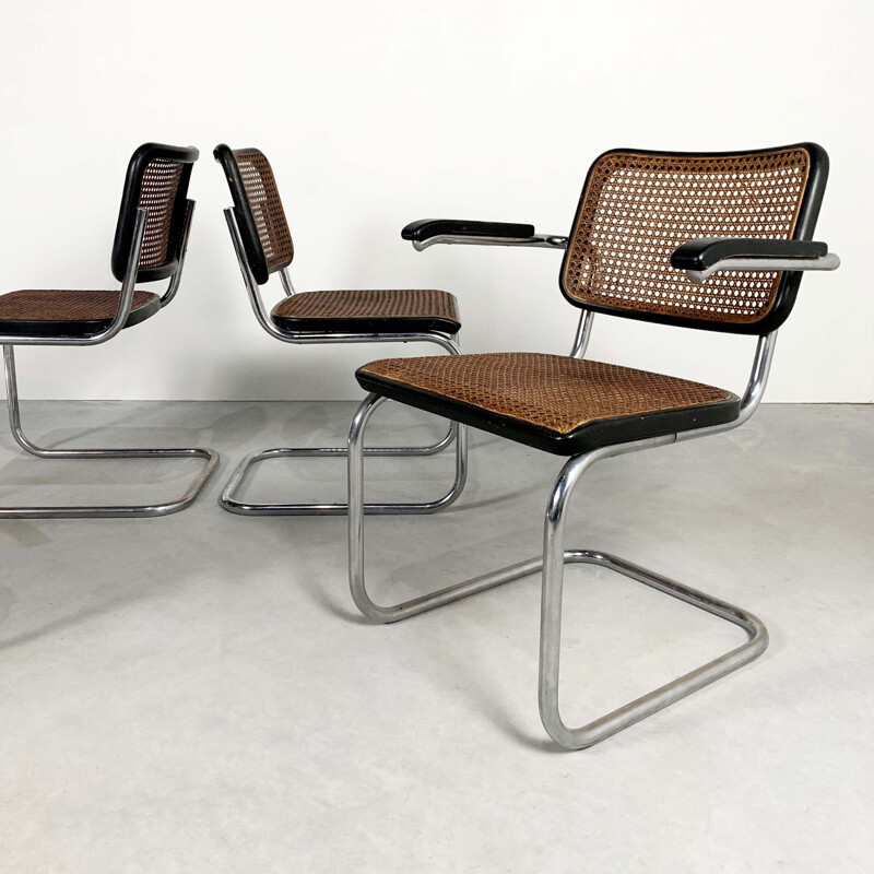 Set of 4 vintage B32 & B64 Cesca Chairs by Marcel Breuer for Thonet, 1940s