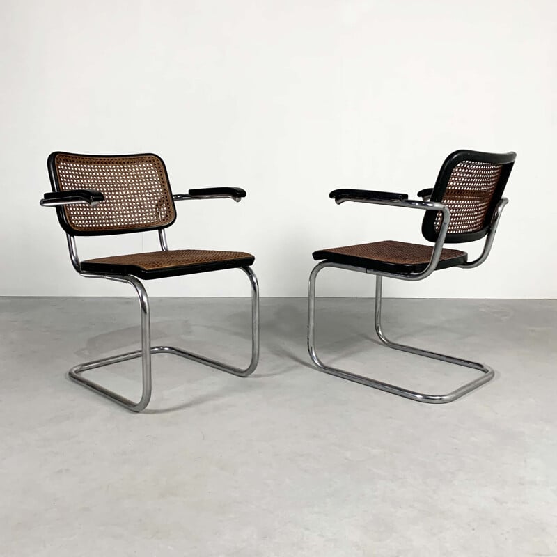 Set of 4 vintage B32 & B64 Cesca Chairs by Marcel Breuer for Thonet, 1940s