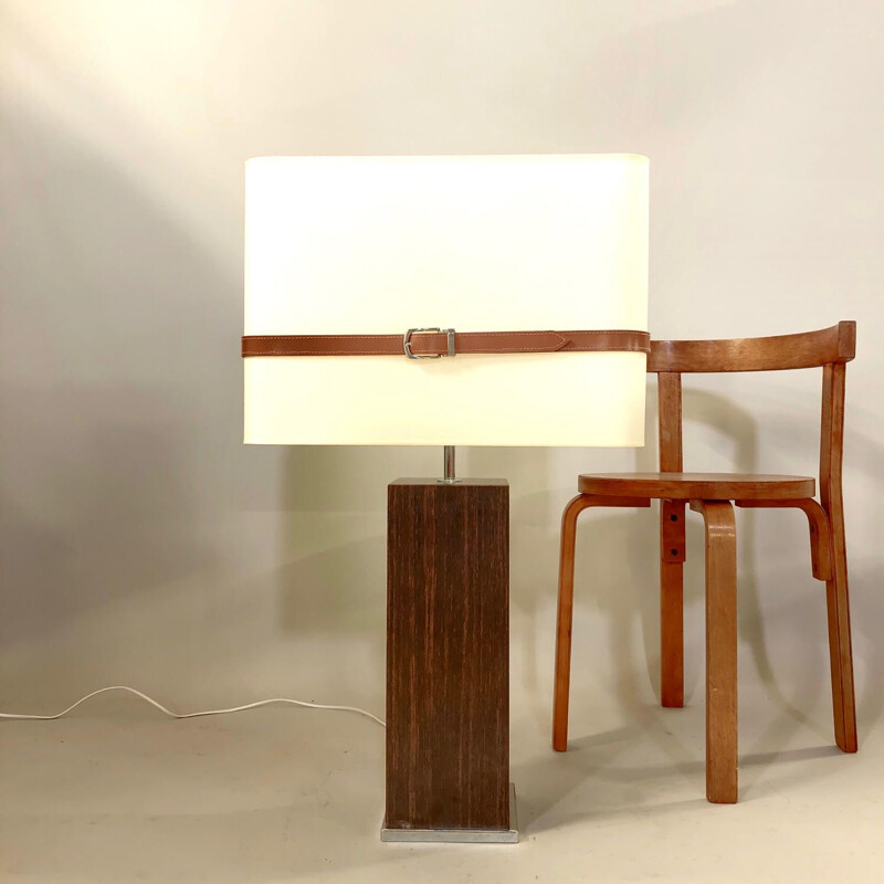 Vintage lamp with 1970 Macassar imitation laminate base