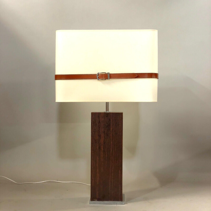 Vintage lamp with 1970 Macassar imitation laminate base