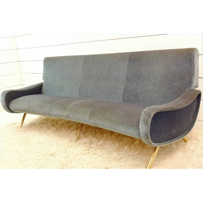 "Lady" sofa in velvet and brass, Marco ZANUSO - 1951